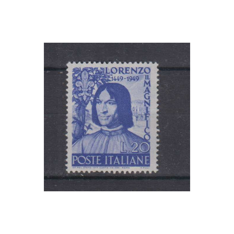 REPUBBLICA 1949 LORENZO IL MAGNIFICO G.I MNH**  | Filatelia Meloni