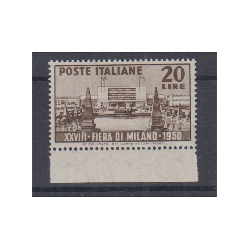 REPUBBLICA 1950 FIERA DI MILANO G.I MNH** BORDO FOGLIO 7  | Filatel...