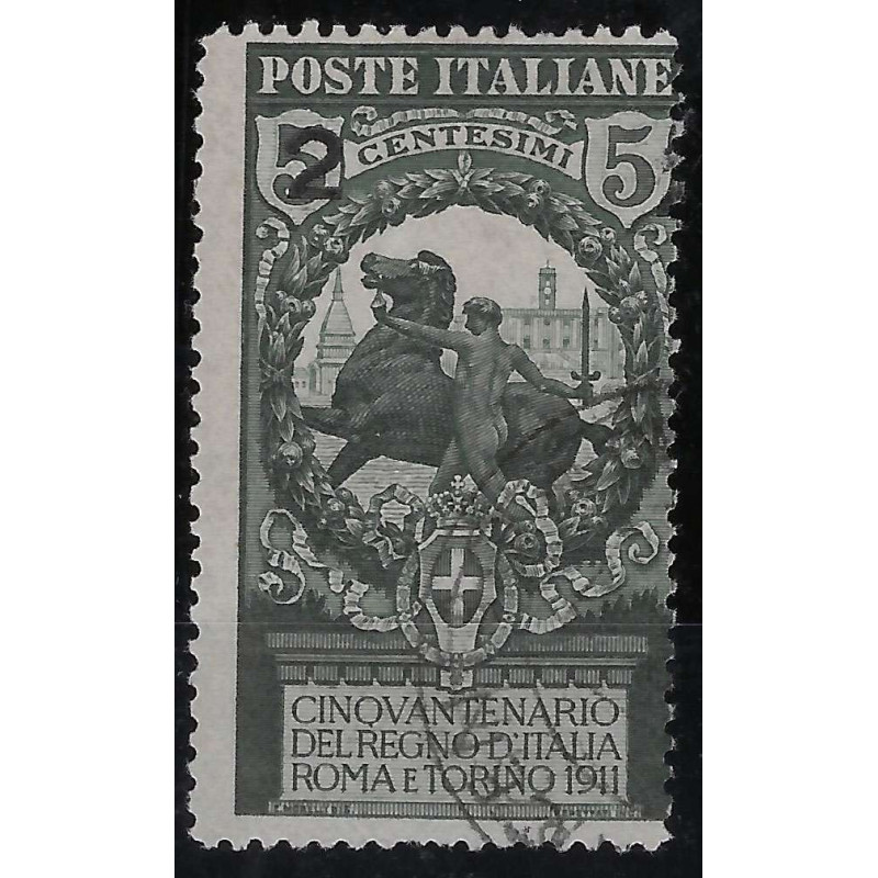 REGNO D'ITALIA 1912 CAMPANILE SAN MARCO 2 SU 5 SOPR. SPOSTATA US. C...