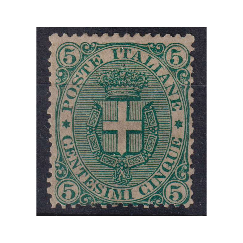 REGNO D'ITALIA 1891-96 STEMMA 5 CENTESIMI N.59 G.O MH* CERT.  | Fil...