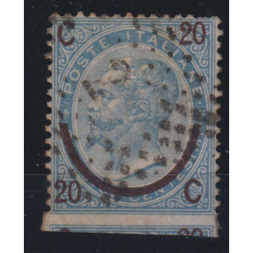 1865 REGNO 20 SU 15 C. FERRO DI CAVALLO III TIPO NON DENT. IN BASSO...