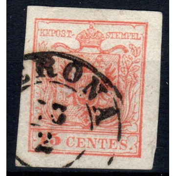 LOMBARDO VENETO 1854 15 CENTESIMI N.20 III TIPO US F. DIENA  | Fila...