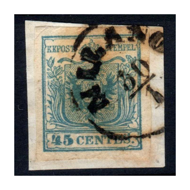 LOMBARDO VENETO 1852 45 CENTESIMI II TIPO N.11 US MARGINATO  | Fila...