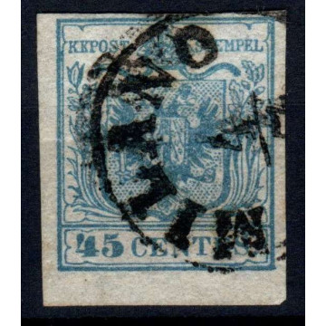 LOMBARDO VENETO 1852 45 CENTESIMI II TIPO N.11 US MARGINATO  | Fila...