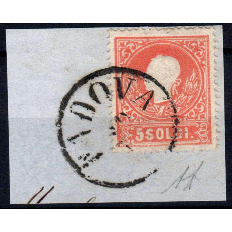 LOMBARDO VENETO 1859 5 SOLDI N.30 US SU FRAMMENTO FIRMATO DIENA  | ...