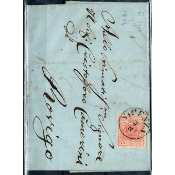 LOMBARDO VENETO 1850 15 CENTESIMI II TIPO N.5 US SU BUSTA  | Filate...