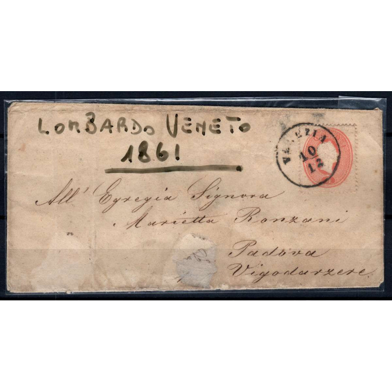 LOMBARDO VENETO 1861-62 5 SOLDI N.33 US SU BUSTA  | Filatelia Meloni