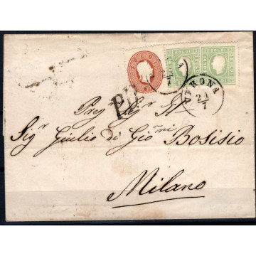 LOMBARDO VENETO 1861-62 10 SOLDI + COPPIA 3 SOLDI N.34-36 USATI SU ...