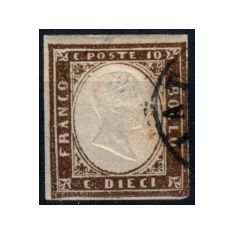 SARDEGNA 1861 10 CENTESIMI N.14Ce BRUNO CIOCCOLATO SCURO US  | Fila...