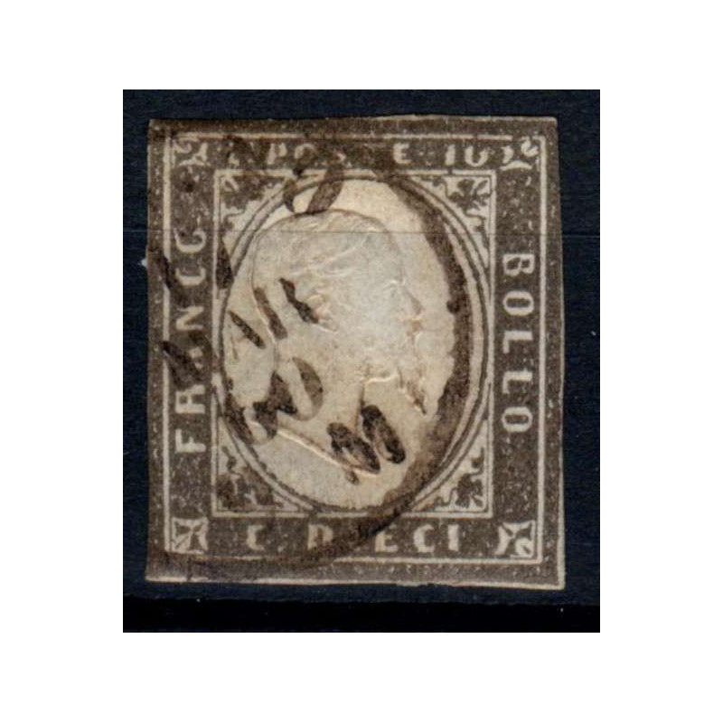 SARDEGNA 1859 10 CENTESIMI N.14Ae GRIGIO BRUNASTRO SEPPIA US  | Fil...