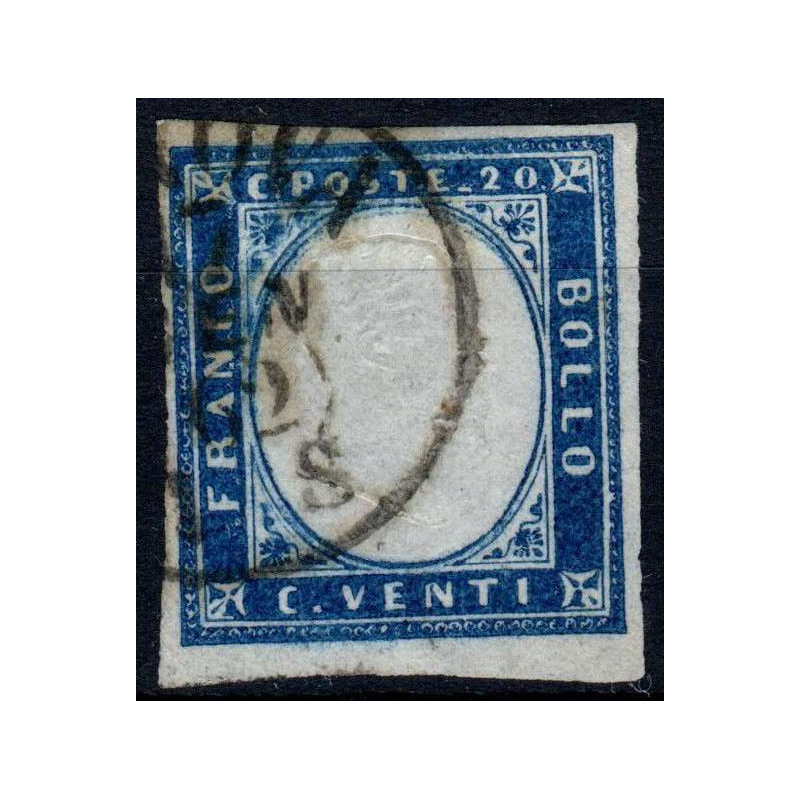 SARDEGNA 1861 20 CENTESIMI N.15Dc AZZURRO OLTREMARE US  | Filatelia...