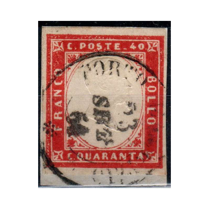 SARDEGNA 1863 40 CENTESIMI N.16F US SU FRAMMENTO  | Filatelia Meloni