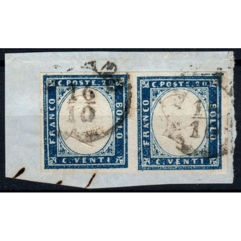 SARDEGNA 1857-58 COPPIA 20 CENTESIMI N.15Ab US  | Filatelia Meloni