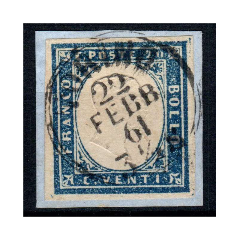 SARDEGNA 1860 20 CENTESIMI N.15Cc US SU FRAMMENTO  | Filatelia Meloni