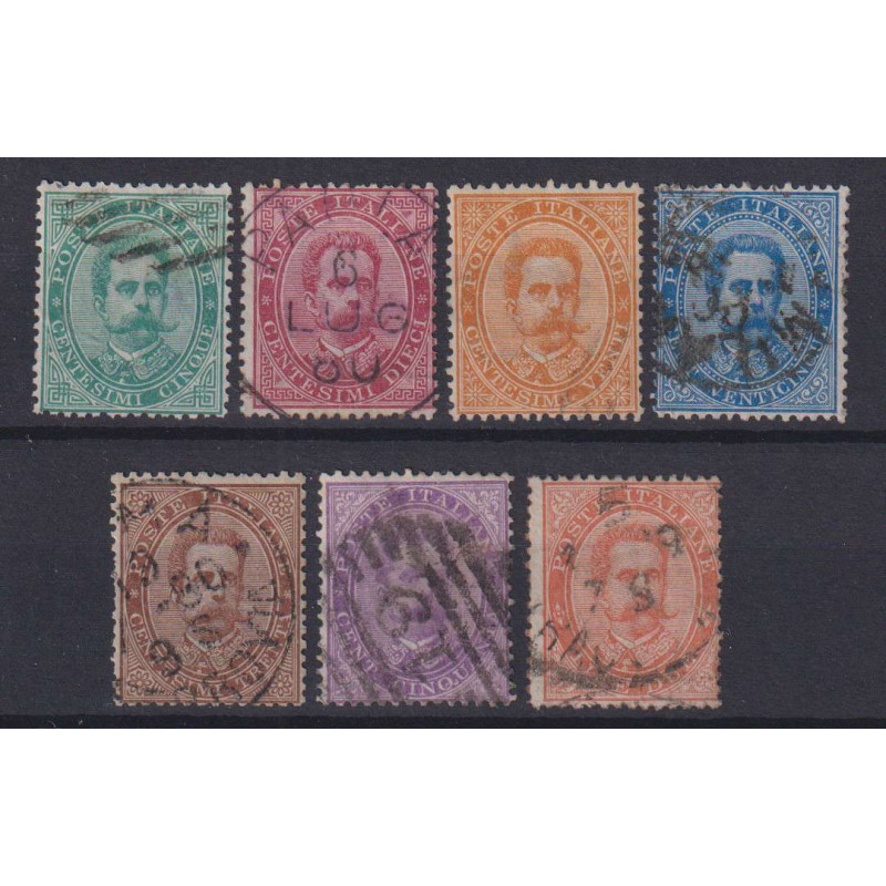 REGNO D' ITALIA 1879 UMBERTO I 7 VALORI N.37-43 USATI CERT.  | Fila...