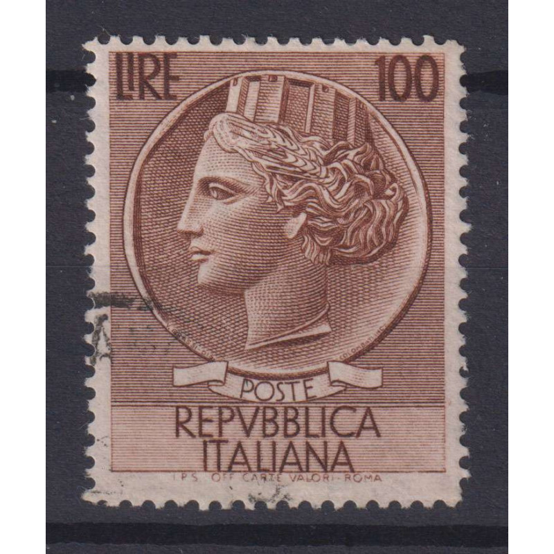 REPUBBLICA 1954 ITALIA TURRITA 100 LIRE VARIETA' RUOTA NS US CERT. ...