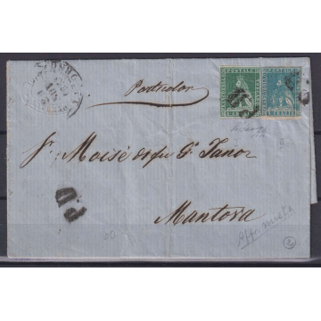 TOSCANA 1851-52 4 CRAZIE E 1857 2 CRAZIE MISTA SU BUSTA CERTIFICATA...