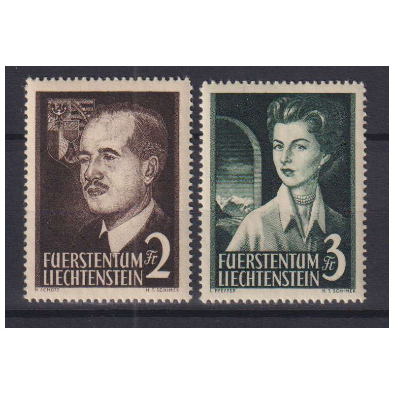 LIECHTENSTEIN 1955 EFFIGI DEI PRINCIPI 2 VALORI G.I MNH**  | Filate...