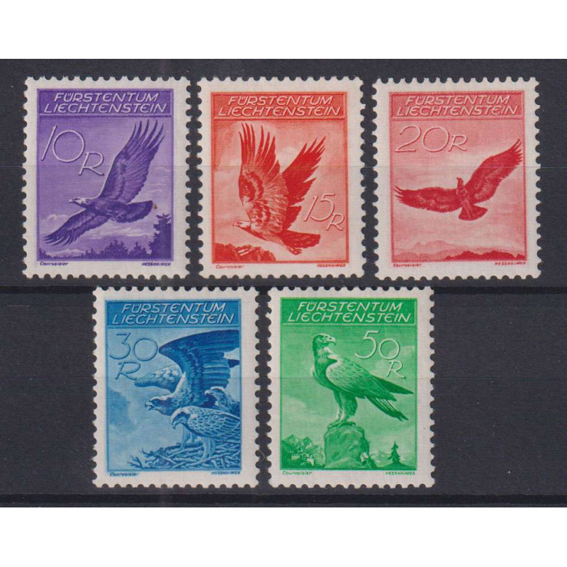 LIECHTENSTEIN 1934-35 P/A AQUILA REALE 5 VALORI G.I MNH**  | Filate...