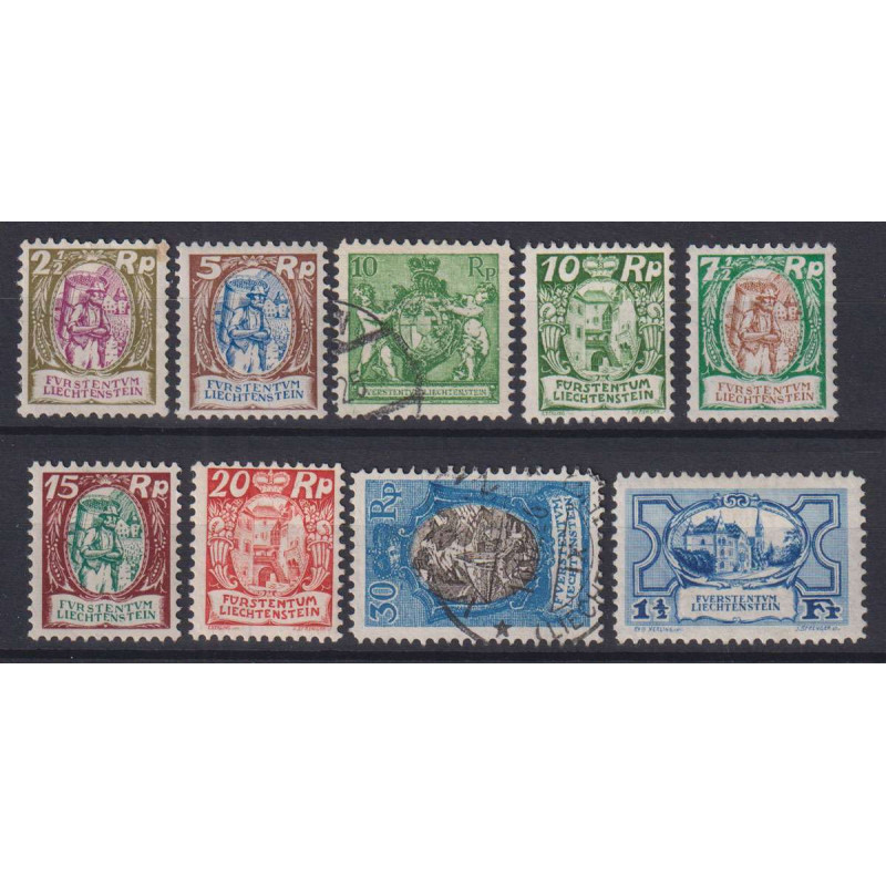 LIECHTENSTEIN 1924-27 STEMMI SERIE COMPLETA 9 V. G.O MH* / USATA  |...