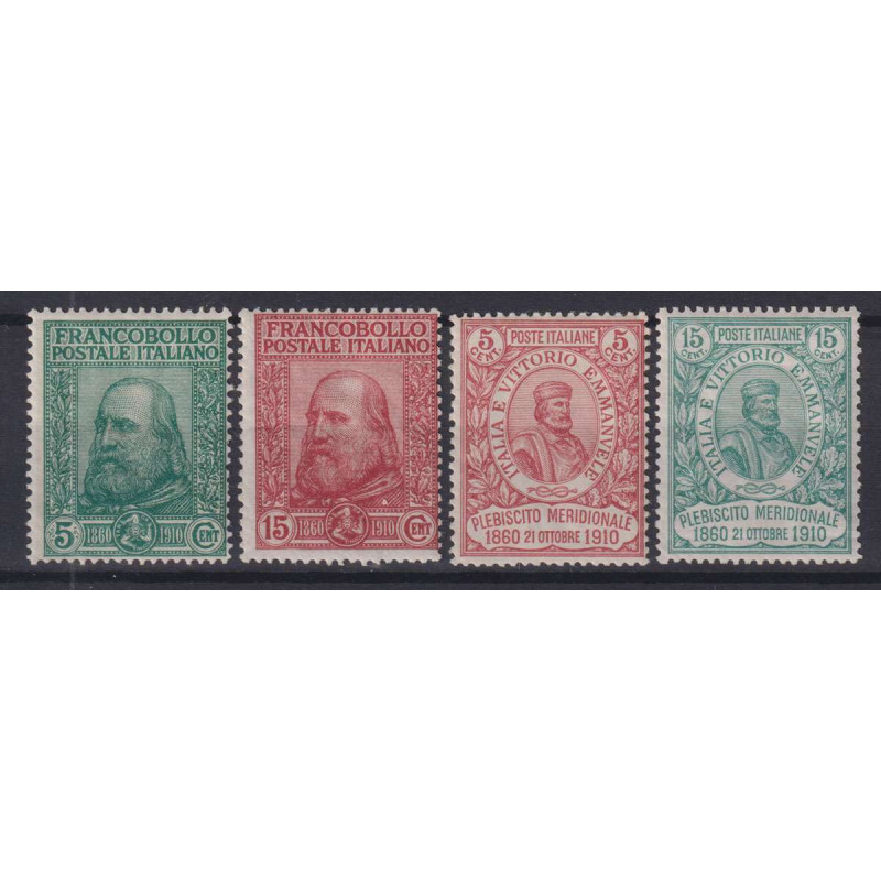 REGNO D'ITALIA 1910 GARIBALDI 4 VALORI G.O MLH* CERT.  | Filatelia ...