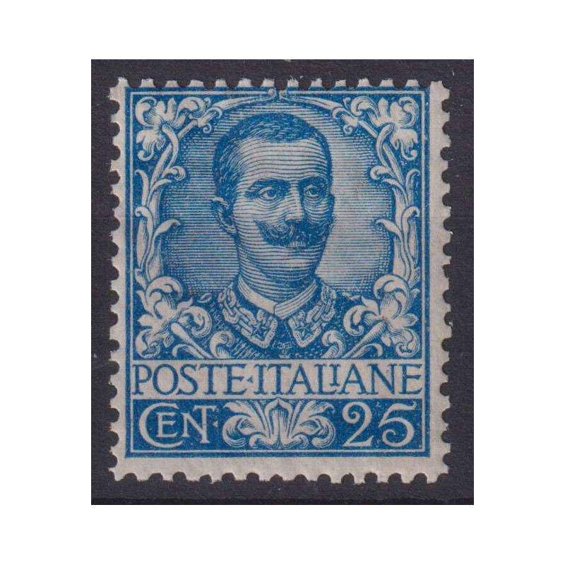 REGNO 1901 FLOREALE 25 CENTESIMI N.79 G.I MNH**  | Filatelia Meloni