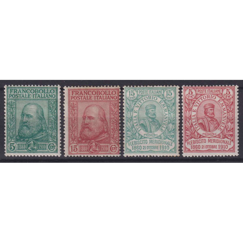 REGNO D'ITALIA 1910 GARIBALDI 4 VALORI G.I MNH** ALTI VALORI G.O ML...