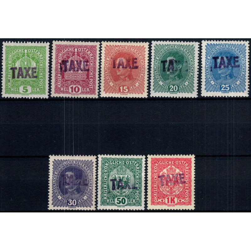 TRENTINO-ALTO ADIGE 1918-19 SOPR. TAXE ORIZZONTALE 8 V. G.O MH* CER...