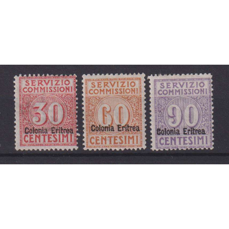 COLONIE ERITREA 1916 SERVIZIO COMMISSIONI 3 V. G.O MLH* CENTRATI  |...