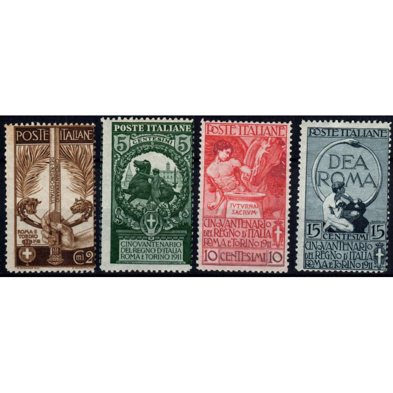 REGNO D' ITALIA 1911 UNITA' D' ITALIA 4 VALORI G.I MNH** (N.92 OSS)...