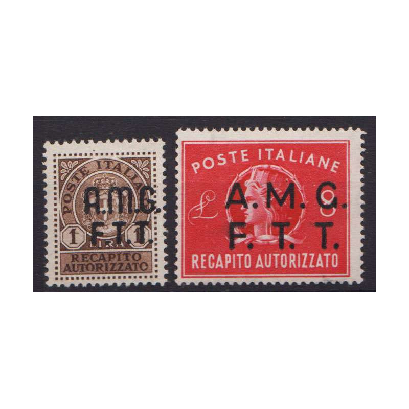 TRIESTE ZONA A 1947 RECAPITO AUTORIZZATO 2 VALORI N.1-2 G.I MNH**  ...