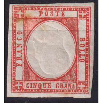 PROVINCE NAPOLETANE 1861 5 GRANA EFFIGE CAPOVOLTA N.21h G.O MH* OSS...