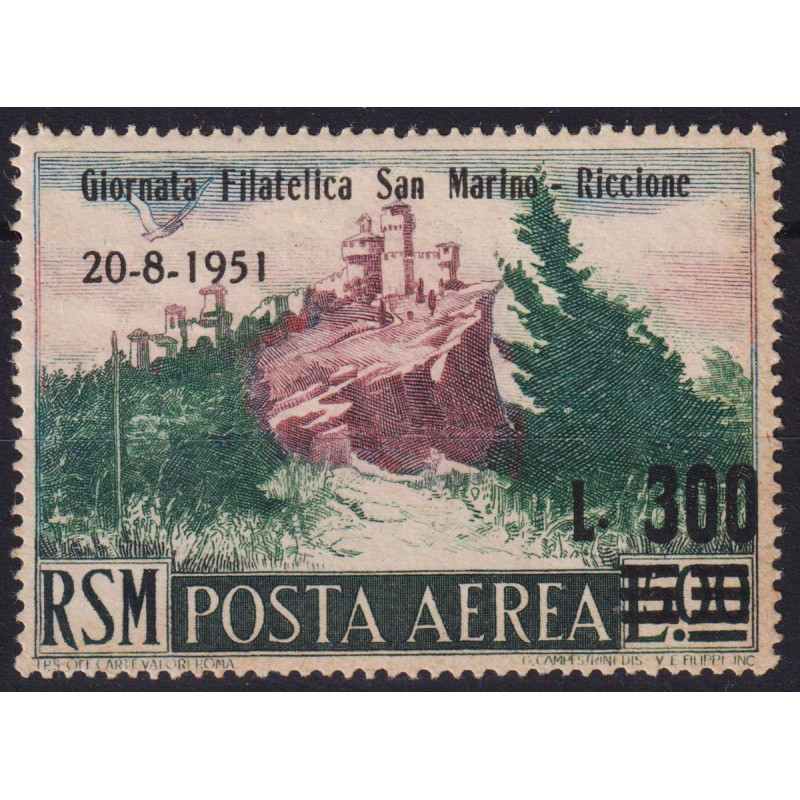 SAN MARINO 1951 POSTA AEREA VEDUTA SOPRASTAMPATA N.98 G.I MNH**  | ...