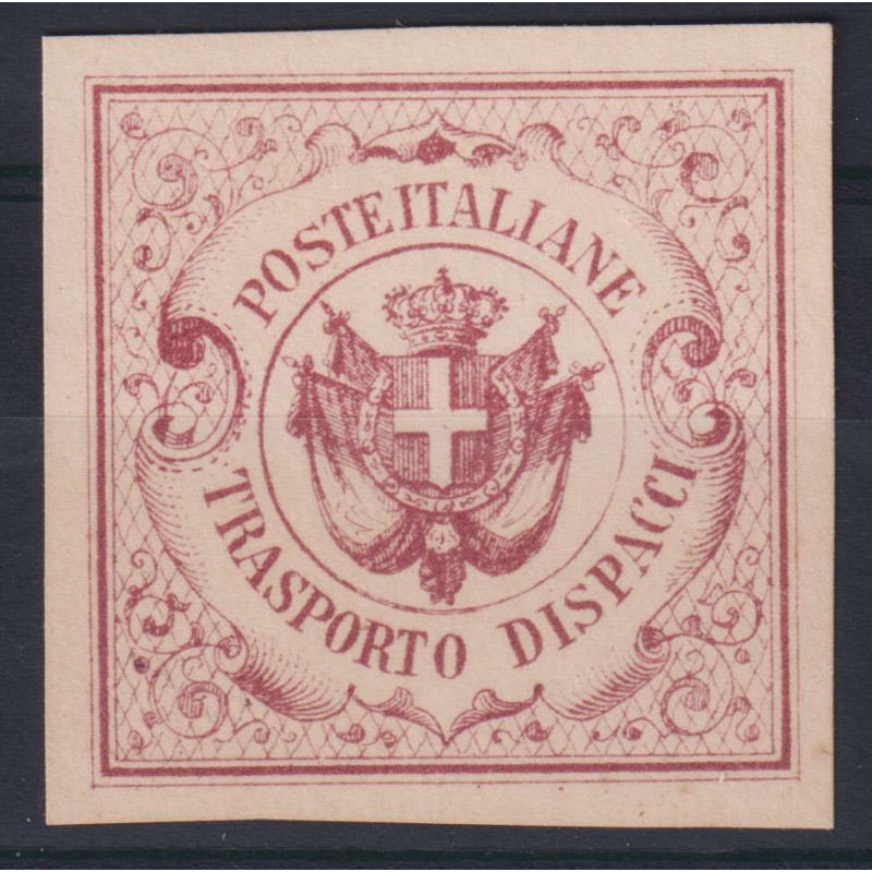 REGNO 1864 SAGGIO HUMMEL TRASPORTO DISPACCI ROSSO MATTONE S.G CERT....