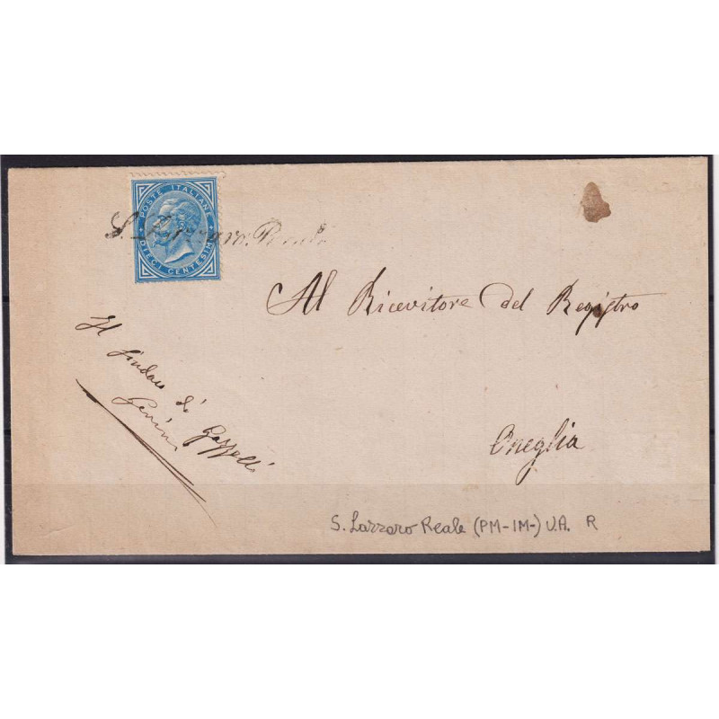 REGNO 1877 10 CENTESIMI N.27 ANNULLATO DA S. LAZZARO REALE PER ONEG...