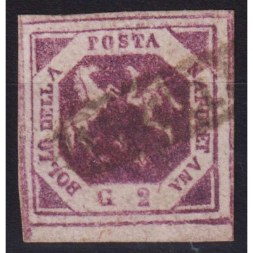 NAPOLI 1859-61 2 GRANA FALSO PER FRODARE VIOLETTO LILLACEO N.F1a FI...