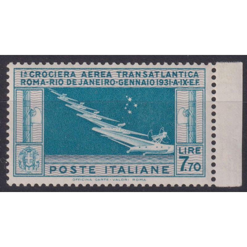 REGNO D'ITALIA 1930 P/A CROCIERA NORD ATLANTICA BALBO 7,70 L. G.I M...