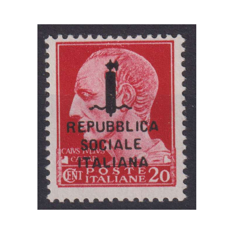 REPUBBLICA SOCIALE 1944 20 CENTESIMI N.495/A G.I MNH** CERT.  | Fil...