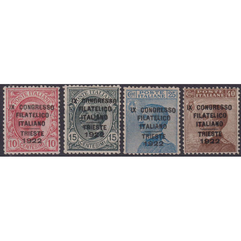 REGNO 1922 CONGRESSO FILATELICO 4 V. G.I MNH** PERFETTAMENTE CENTRA...