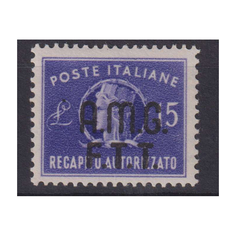 TRIESTE ZONA A 1947 RECAPITO AUTORIZZATO 15 LIRE N.3 G.I MNH** CENT...