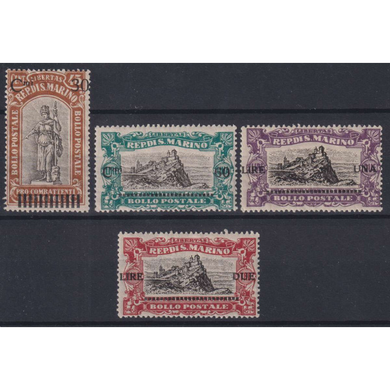 SAN MARINO 1924 PRO COMBATTENTI SOPRASTAMPATI 4 V. G.I MNH**  | Fil...