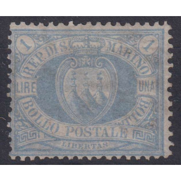 SAN MARINO 1894-99 1 LIRA AZZURRA N.31 G.O MLH* CERT.  | Filatelia ...