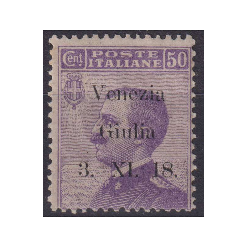 OCCUPAZIONI VENEZIA GIULIA 1918 SAGGIO 50 C. N.S1 G.I MNH** CERT.  ...