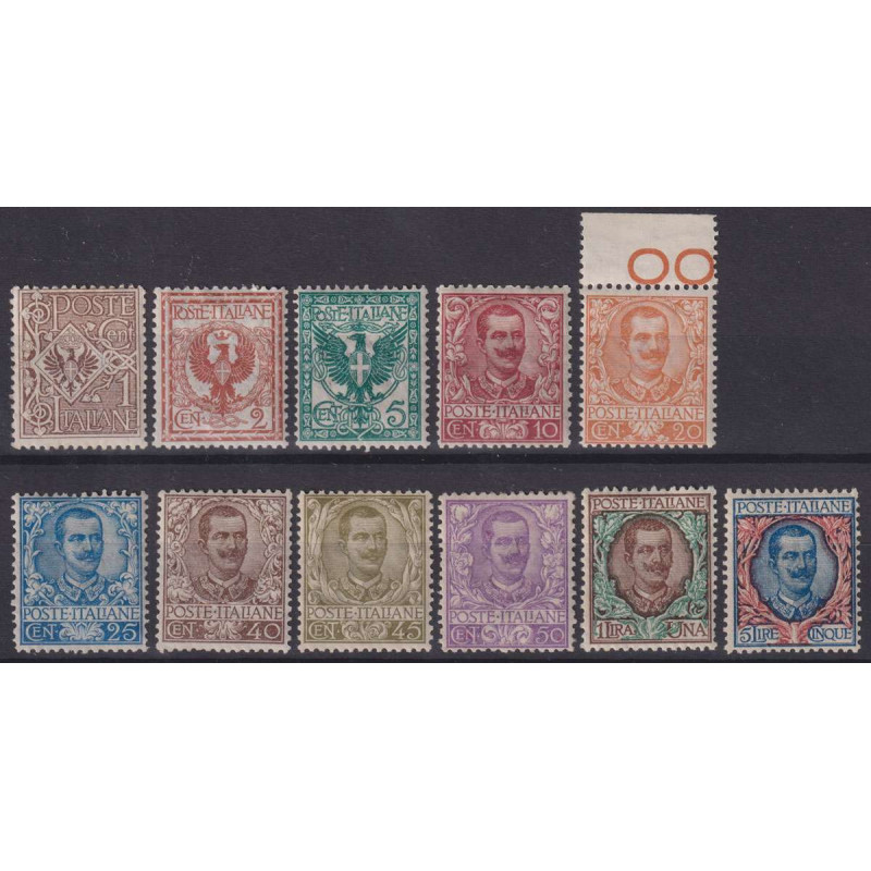 REGNO D'ITALIA 1901 FLOREALE 11 V. G.I MNH** CENTRATI CERT.  | Fila...