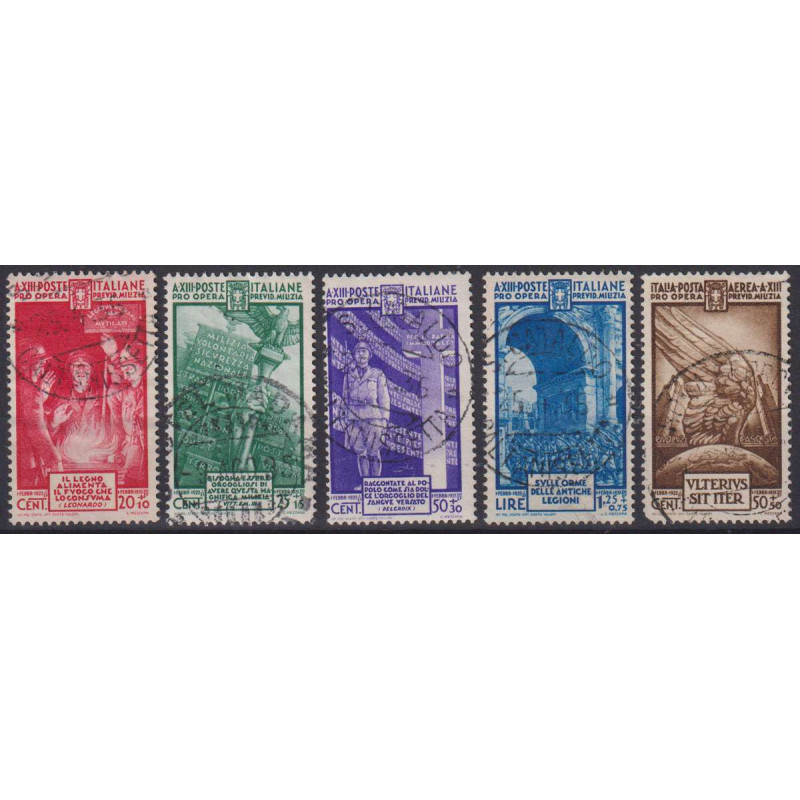 REGNO D'ITALIA 1935 MILIZIA IV 5 V. USATI ALCUNI ANNULLI ORIGINALI ...