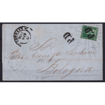 TOSCANA 1851-52 4 CRAZIE VERDE N.6 US SU BUSTA CON ANNULLO PD  | Fi...