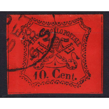 STATO PONTIFICIO 1867 10 CENTESIMI VERMIGLIO ARANCIO N.17 US  | Fil...