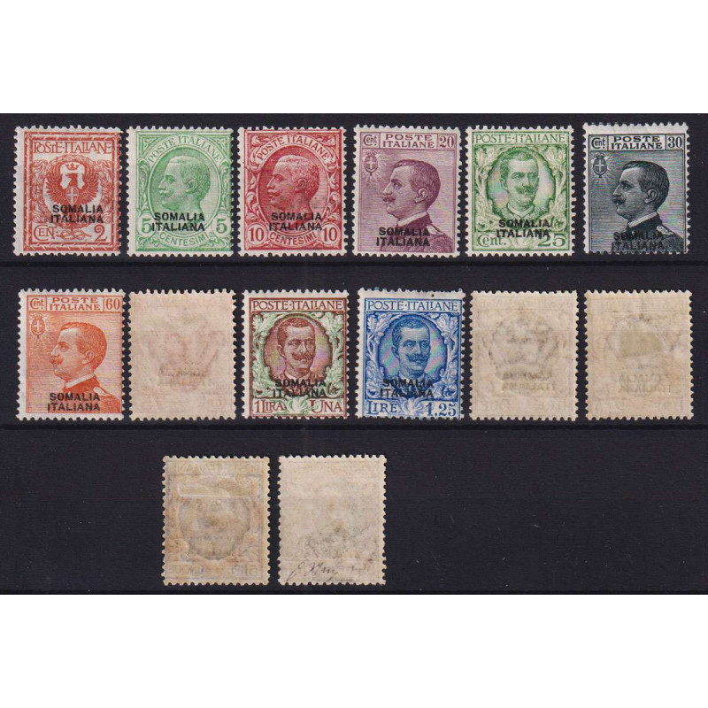 SOMALIA 1926-30 SERIE COMPLETA 14 VALORI N.92-104 G.O MLH*  | Filat...