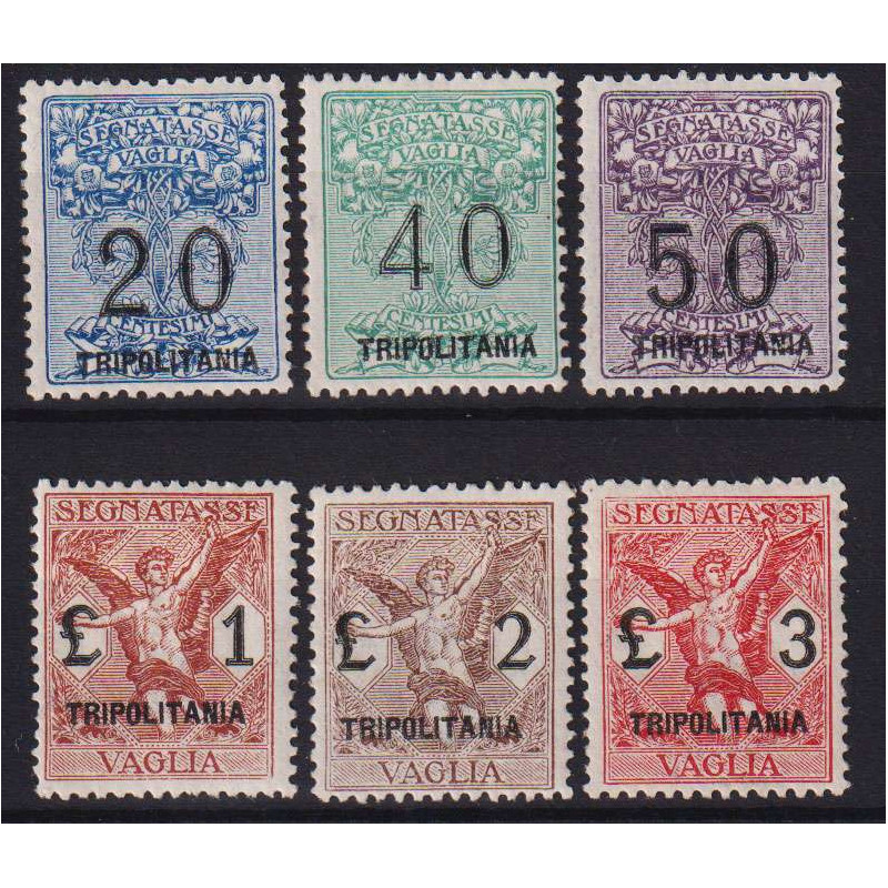 TRIPOLITANIA 1924 SEGNATASSE PER VAGLIA 6 V. N.1-6 G.I MNH** CENTRA...