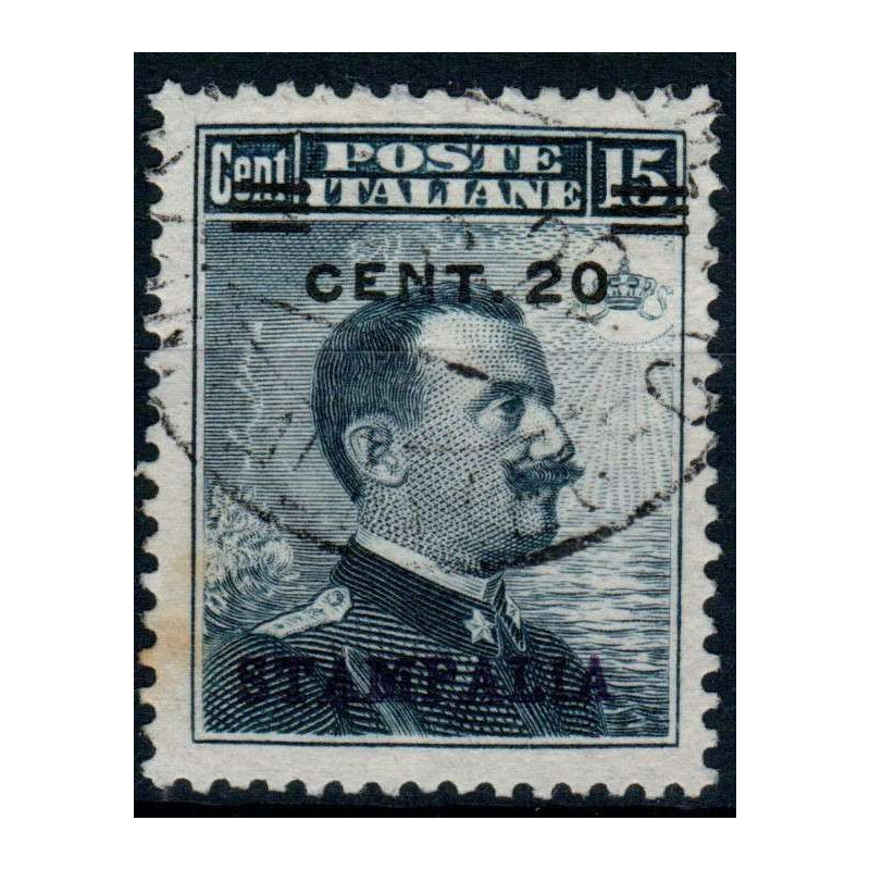 COLONIE 1916 EGEO STAMPALIA 20 c. SU 15 c. N. 8 US  | Filatelia Meloni